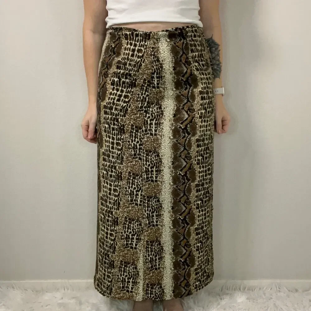 Vintage Maria Gabrielle Animal Print Midi Skirt Size XL